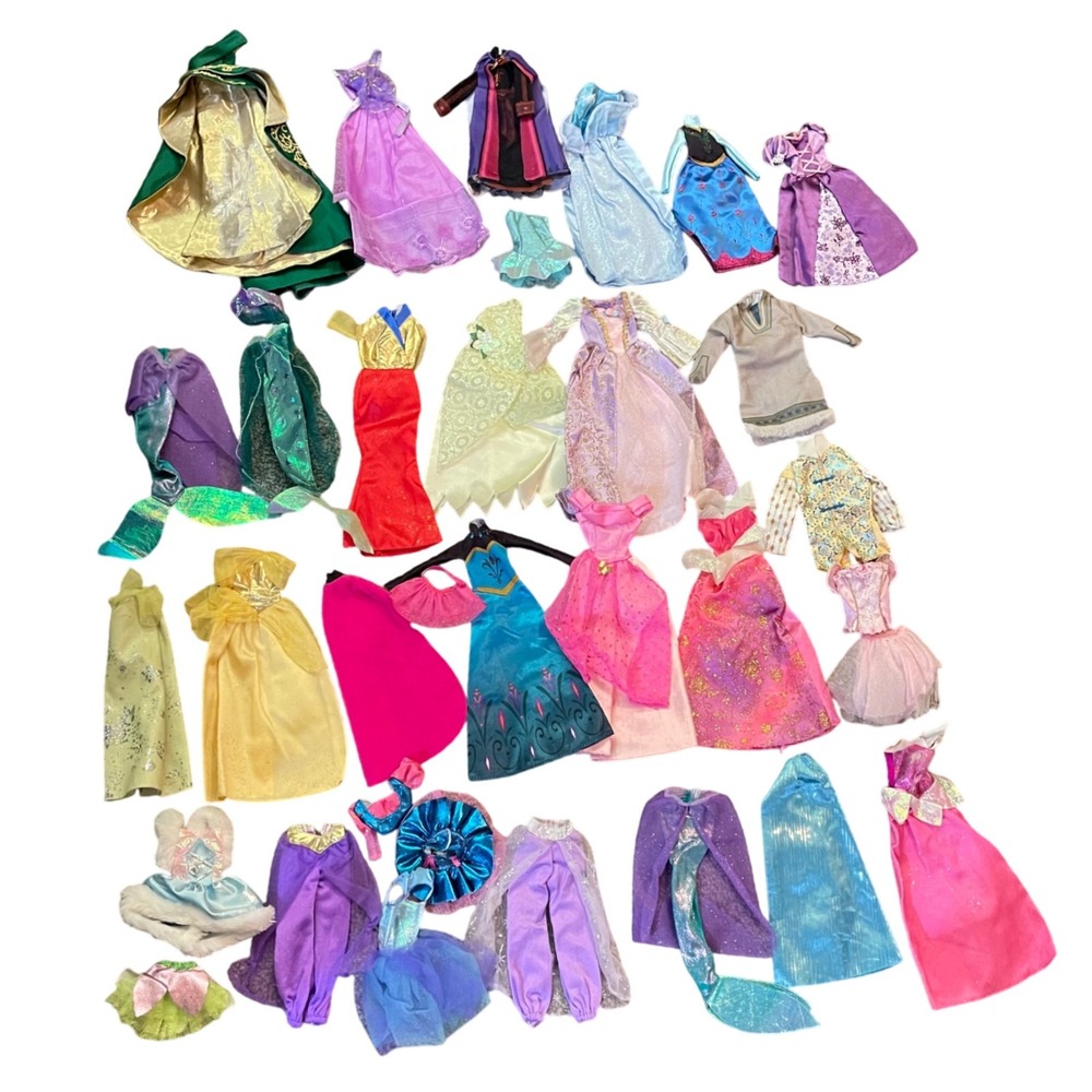 35 Vtg Barbie Disney princess dress cape lot Cinderella frozen mermaid jasmin